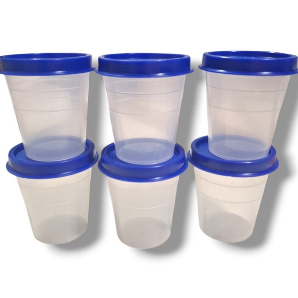 Vintage NOS Tupperware Midget Containers 101-67, Lids 201-52 Set of 6, 2 oz
